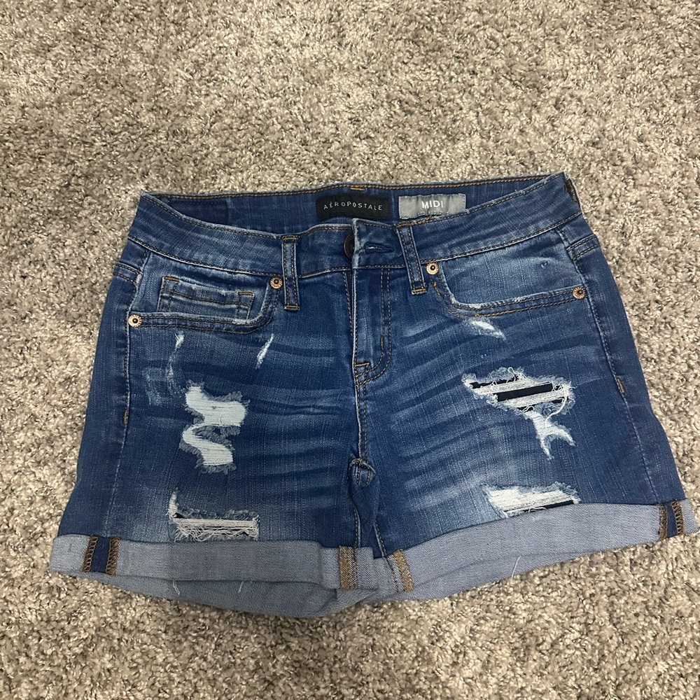 Aeropostale Distressed Blue Jean Shorts